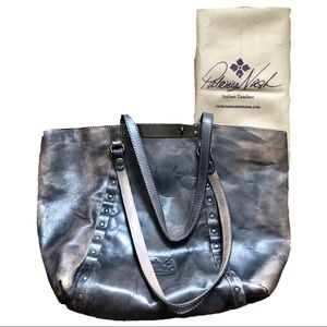 Patricia Nash Large Distressed Gray Leather Tote